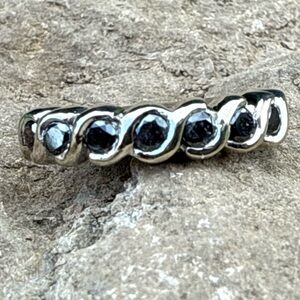 Beautiful Sapphire Weddings Ring Set In 14 Karat White Gold